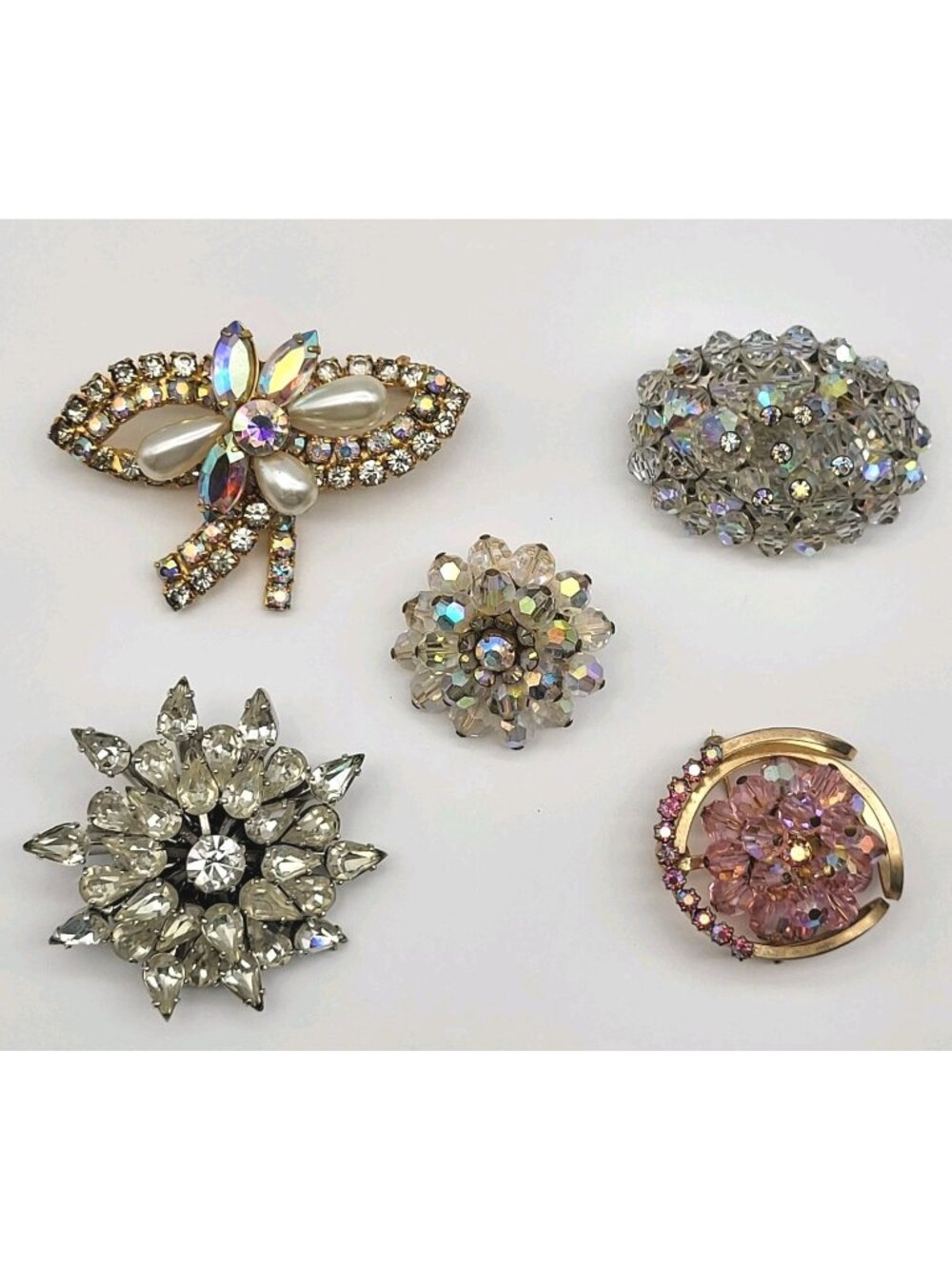 Vintage Brooch Pin Lot Fabulous Rhinestone Collection Unsigned Beauties